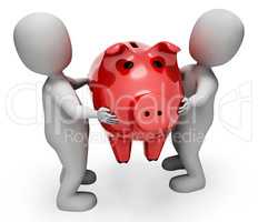 Savings Character Represents Piggy Bank And Illustration 3d Rend