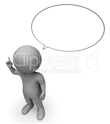 Speech Bubble Shows Copy Space And Blank 3d Rendering