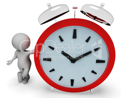 Alarm Character Indicates Alert Illustration And Time 3d Renderi