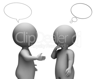 Speech Bubble Shows Copy Space And Character 3d Rendering