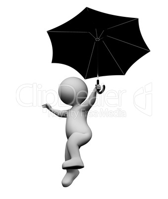 Flying Umbrella Represents Man Parasols And Render 3d Rendering