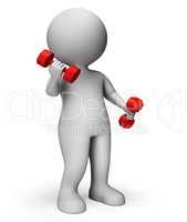 Dumbbells Weights Represents Getting Fit And Dumbell 3d Renderin