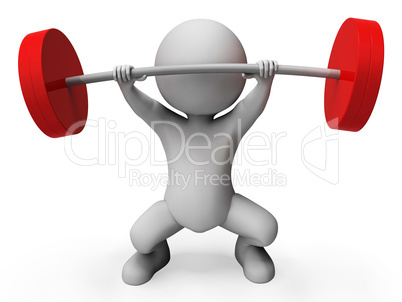 Weight Lifting Represents Bar Bell And Athletic 3d Rendering