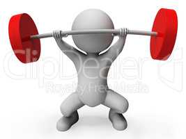 Weight Lifting Represents Bar Bell And Athletic 3d Rendering