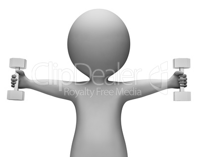 Exercise Character Represents Getting Fit And Dumbell 3d Renderi