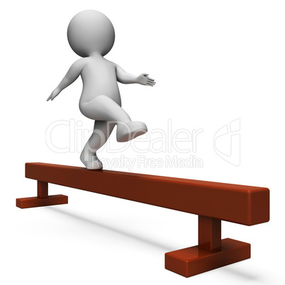 Balance Beam Means Getting Fit And Agility 3d Rendering