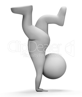 Character Handstand Indicates Getting Fit And Acrobat 3d Renderi