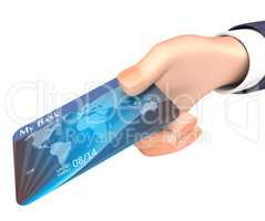 Debit Card Indicates Business Person And Bank 3d Rendering