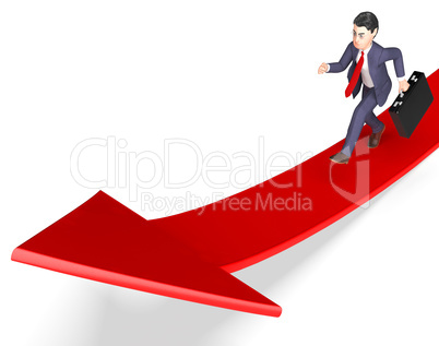 Arrow Character Indicates Business Person And Ahead 3d Rendering