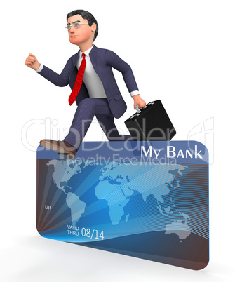 Credit Card Indicates Debit Finance And Man 3d Rendering