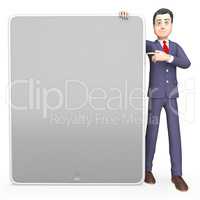 Businessman Character Means Copy Space And Board 3d Rendering