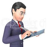 Businessman Character Represents Progress Report And Analysis 3d