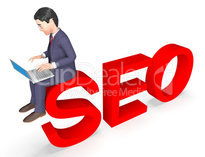 Character Seo Means Business Person And Executive 3d Rendering