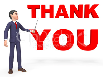 Thank You Represents Business Person And Businessman 3d Renderin