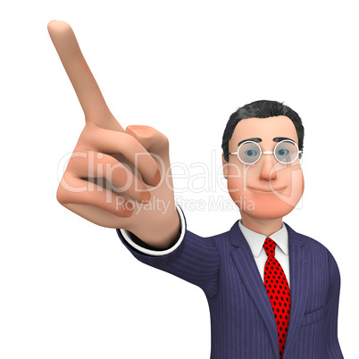 Character Pointing Means Hand Up And Commercial 3d Rendering