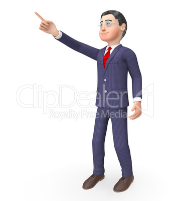 Pointing Character Means Hand Up And Commercial 3d Rendering