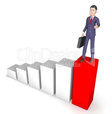 Businessman Character Means Success Successful And Advance 3d Re