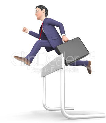 Win Businessman Represents Climb Over And Blocked 3d Rendering