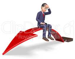 Businessman Arrow Indicates Lack Of Success And Arrows 3d Render