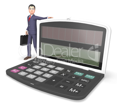 Calculator Businessman Indicates Entrepreneur Earnings And Figur