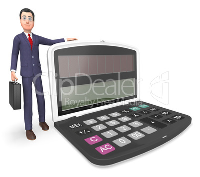 Calculator Businessman Indicates Executive Calculation And Entre