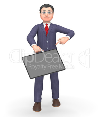 Briefcase Businessman Shows Commercial Render And Entrepreneurs