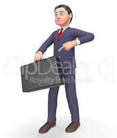 Briefcase Character Indicates Business Person And Commercial 3d