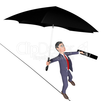 Balancing Character Shows Business Person And Balanced 3d Render
