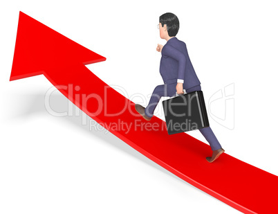 Direction Character Shows Arrow Sign And Ahead 3d Rendering