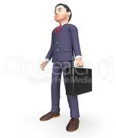 Standing Character Shows Business Person And Stands 3d Rendering