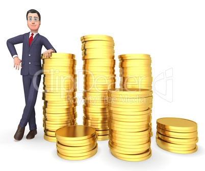 Businessman Coins Represents Profit Riches And Treasure 3d Rende