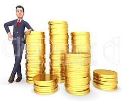 Businessman Coins Represents Profit Riches And Treasure 3d Rende