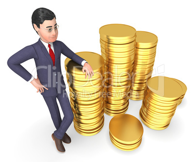 Businessman Money Shows Finances Success And Illustration 3d Ren