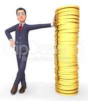 Money Character Means Business Person And Wealthy 3d Rendering