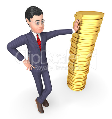 Coins Finance Means Business Person And Currency 3d Rendering