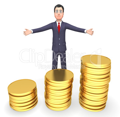 Coins Businessman Means Cash Investment And Entrepreneurial 3d R