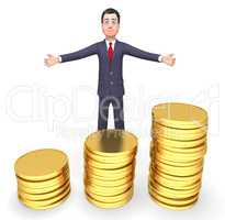 Coins Businessman Means Cash Investment And Entrepreneurial 3d R