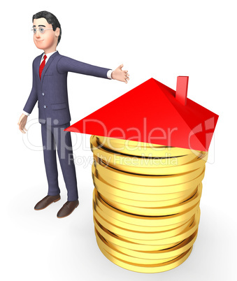 House Finance Shows Home Finances And Accounting 3d Rendering