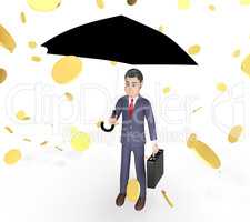 Coins Character Represents Business Person And Sky 3d Rendering