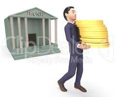 Bank Cash Represents Business Person And Executive 3d Rendering