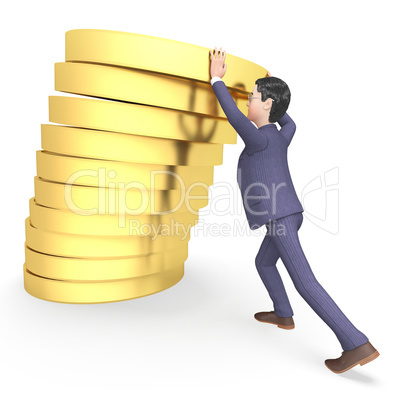 Businessman Coins Shows Earn Entrepreneurial And Currency 3d Ren
