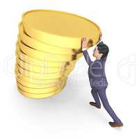 Savings Character Indicates Business Person And Richness 3d Rend