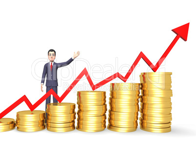 Coins Success Shows Business Person And Banking 3d Rendering