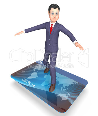 Credit Card Shows Business Person And Banking 3d Rendering