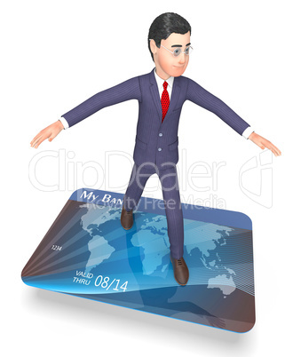 Debit Card Shows Business Person And Bankruptcy 3d Rendering