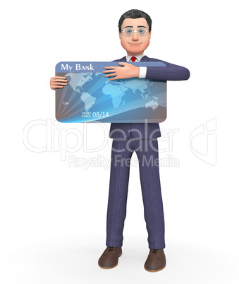 Debit Card Represents Credit Cards And Bankruptcy 3d Rendering