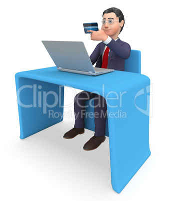 Credit Card Represents World Wide Web And Business 3d Rendering