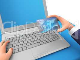 Credit Card Represents World Wide Web And Business 3d Rendering