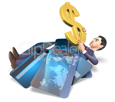 Credit Card Represents United States And Bankrupt 3d Rendering