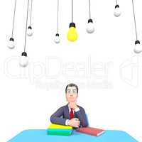 Thinking Lightbulbs Represents Power Source And Adult 3d Renderi